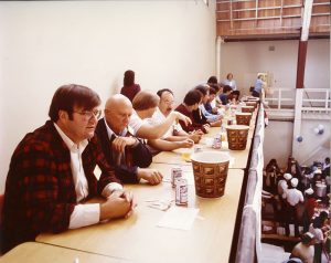 Clam Chowder Judges viewing the event from the balcony, 1984
