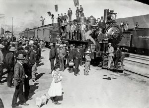 The Boomer train stopped in Reno, Nevada, 1907