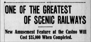 Santa Cruz Sentinel headline announcing the new Scenic Railway, 1908