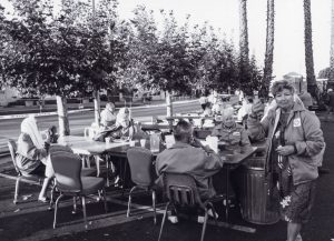 Casa del Rey residents set-up in the main parking lot