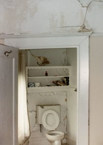 Damage to one of the bathrooms in the Casa del Rey