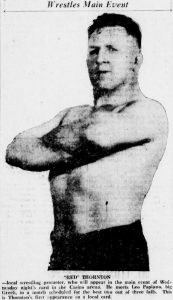 Wrestler and promotor, "Red" Thornton, performed in the Plunge arena in November 1932; clipping from the November 8, 1932 Santa Cruz Sentinel