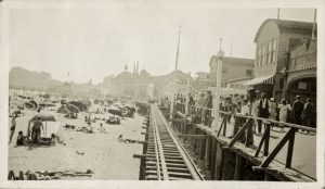 The miniature train tracks running along the Boardwalk, 1930