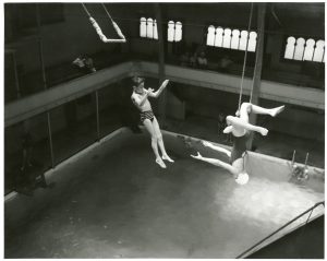 Fred leaping to Shirley Wightman on the Trapeze, 1941