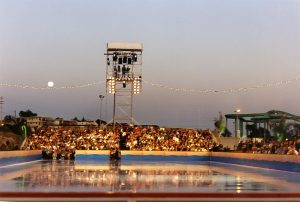 Full moon over the Too Hot to Skate ice rink, 1995