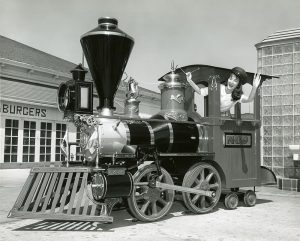 Promotional photo for the arrival of the Cave Train, 1960