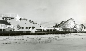 View of the Giant Dipper from the beach, 1946