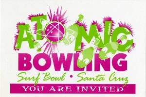 Invitation to the grand opening of Atomic Bowling, 1996