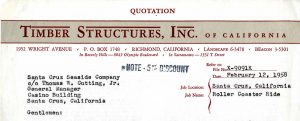 Timber Structures quote, 1958