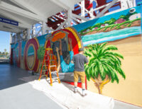 Sean Logan, Slogan, painting Giant Dipper mural at entrance 5